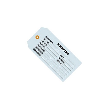 The Packaging Wholesalers Inspection Tags, "Accepted", No 5, 4-3/4"L x 2-3/8"W, Blue, 1000/Pack G20011